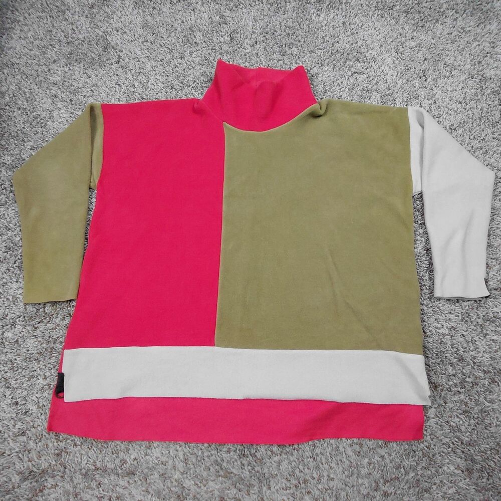 Henriette Steffensen Patchwork Color Block Fleece Sweater Womens L/XL Pullover